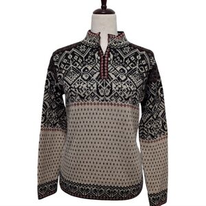 Invisible World 100% Alpaca Wool Hand Made Norwegian Pullover Sweater Fair Isle